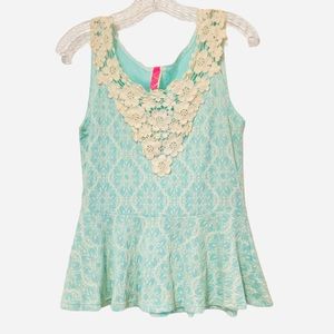 Route Beautiful top peplum style lace on front szL